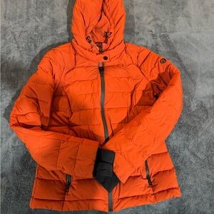 Michael Kors Orange Quilted Puffer Jacket with Hood